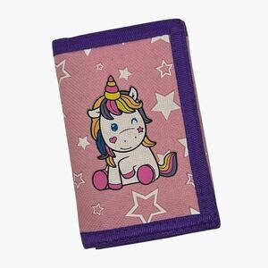 Unicorn Trifold Wallet Pink Purple Stars Girls Kids